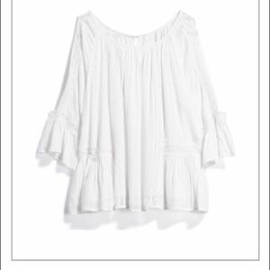 Flowy, White Cold Shoulder Top